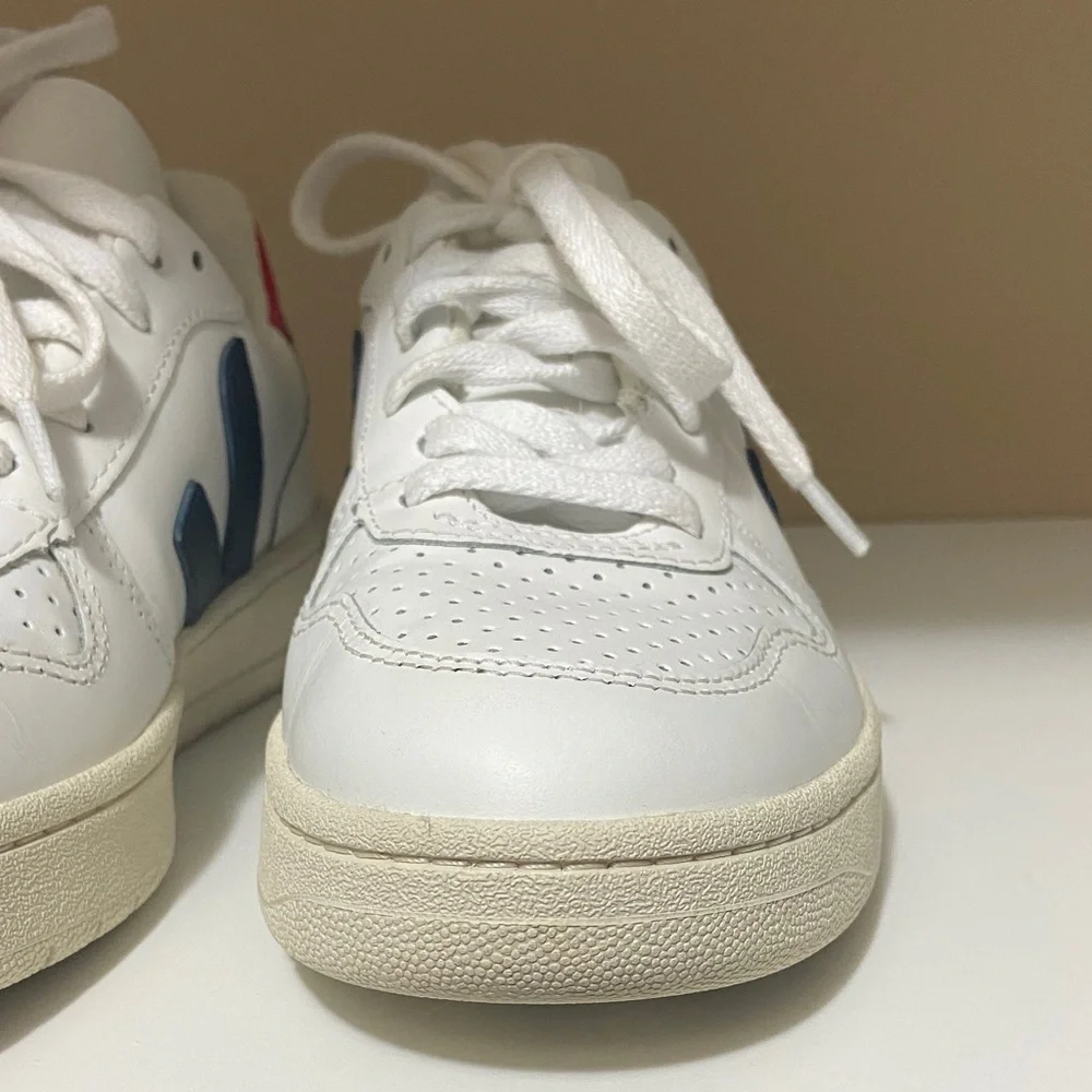 Veja White Sneakers with Navy and Red Accents 6 - Picture 3 of 10